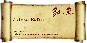 Zsinka Rufusz névjegykártya